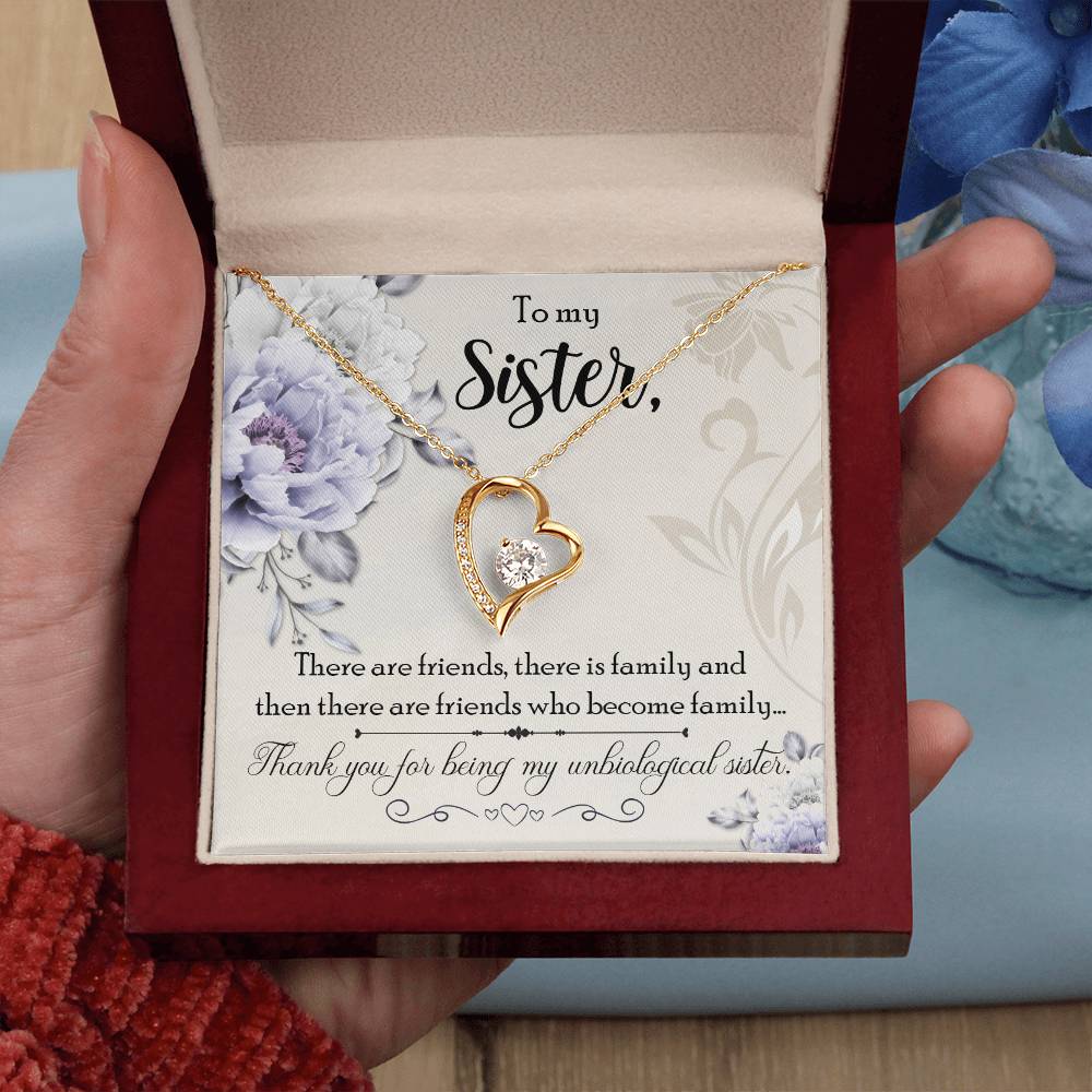 To my Unbiological Sister Best friend Gift. Forever love Heart Necklace 14k White Gold and 18K Yellow Gold, Friendship gifts for Birthday, Christmas