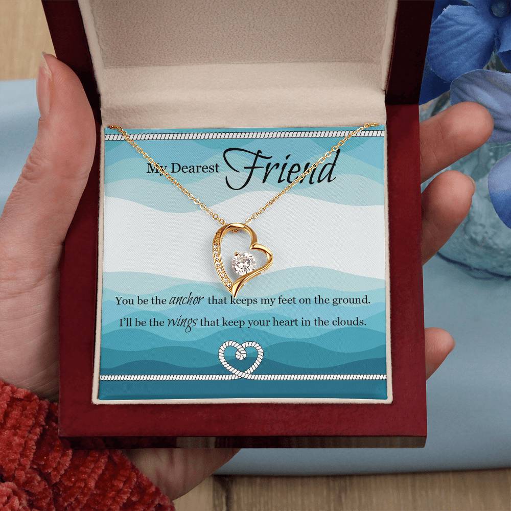 To my Best friend Gift, Forever love Heart Necklace 14k White Gold and 18K Yellow Gold, Friendship gifts for Birthday, Christmas