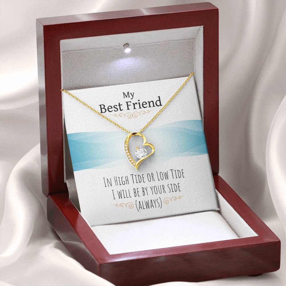 To my Best friend Gift. Forever love Heart Necklace 14k White Gold and 18K Yellow Gold, Friendship gifts for Birthday, Christmas