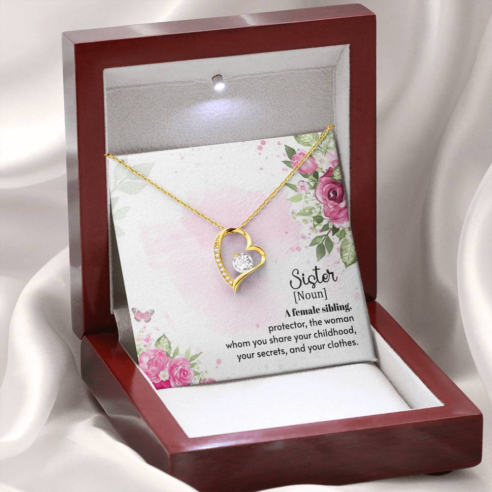To my Sister Necklace, Heart 14K White Gold and 18K Yellow Gold, Gift for Birthday, Wedding, Christmas