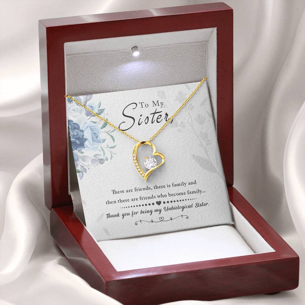 To my Unbiological Sister Best friend Gift. Forever love Heart Necklace 14k White Gold and 18K Yellow Gold, Friendship gifts for Birthday, Christmas