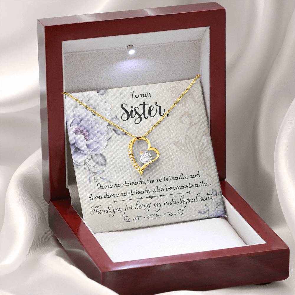 To my Unbiological Sister Best friend Gift. Forever love Heart Necklace 14k White Gold and 18K Yellow Gold, Friendship gifts for Birthday, Christmas