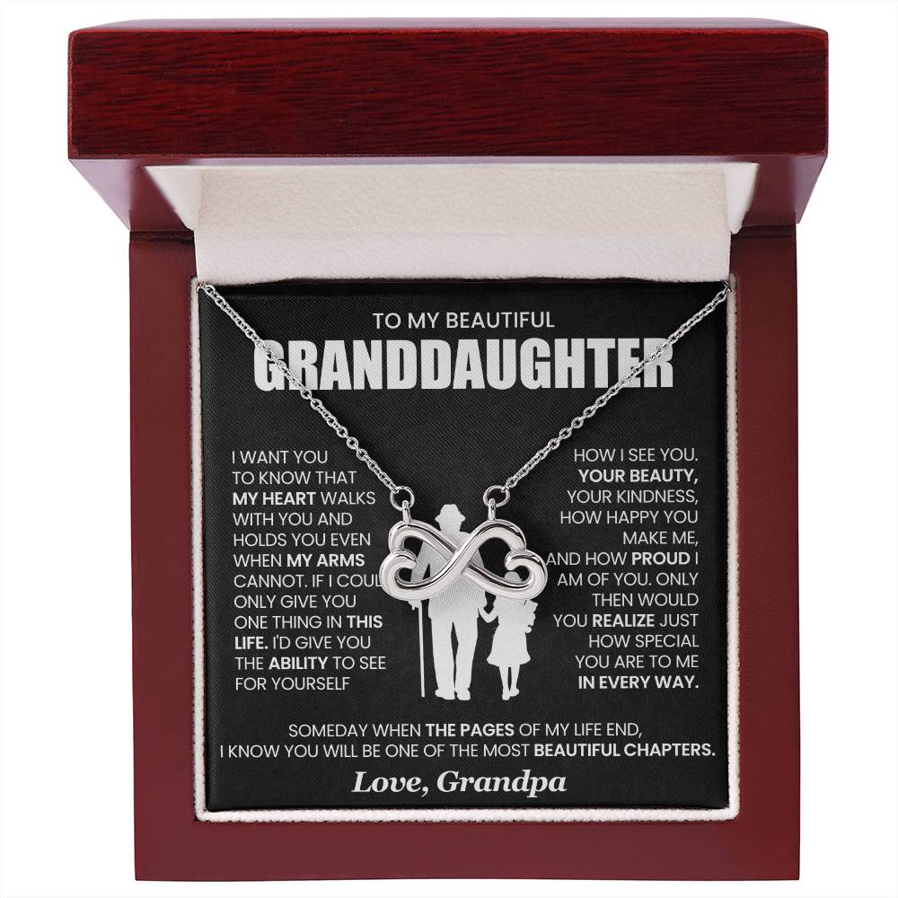 Granddaughter Necklace from Grandpa, Endless Love Pendant Gift for Birthday, Christmas, Graduation