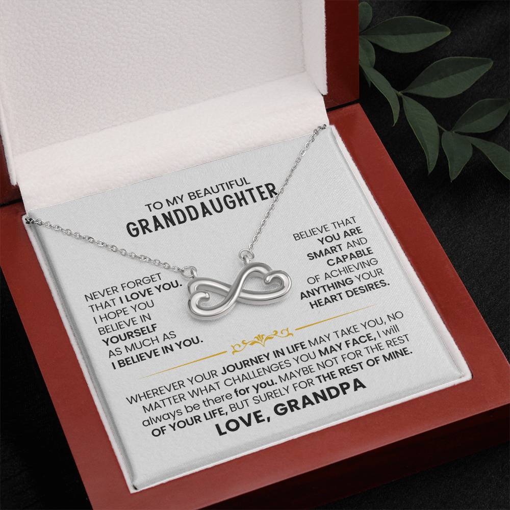 Granddaughter Necklace from Grandpa, Endless Love Pendant Gift for Birthday, Christmas, Graduation