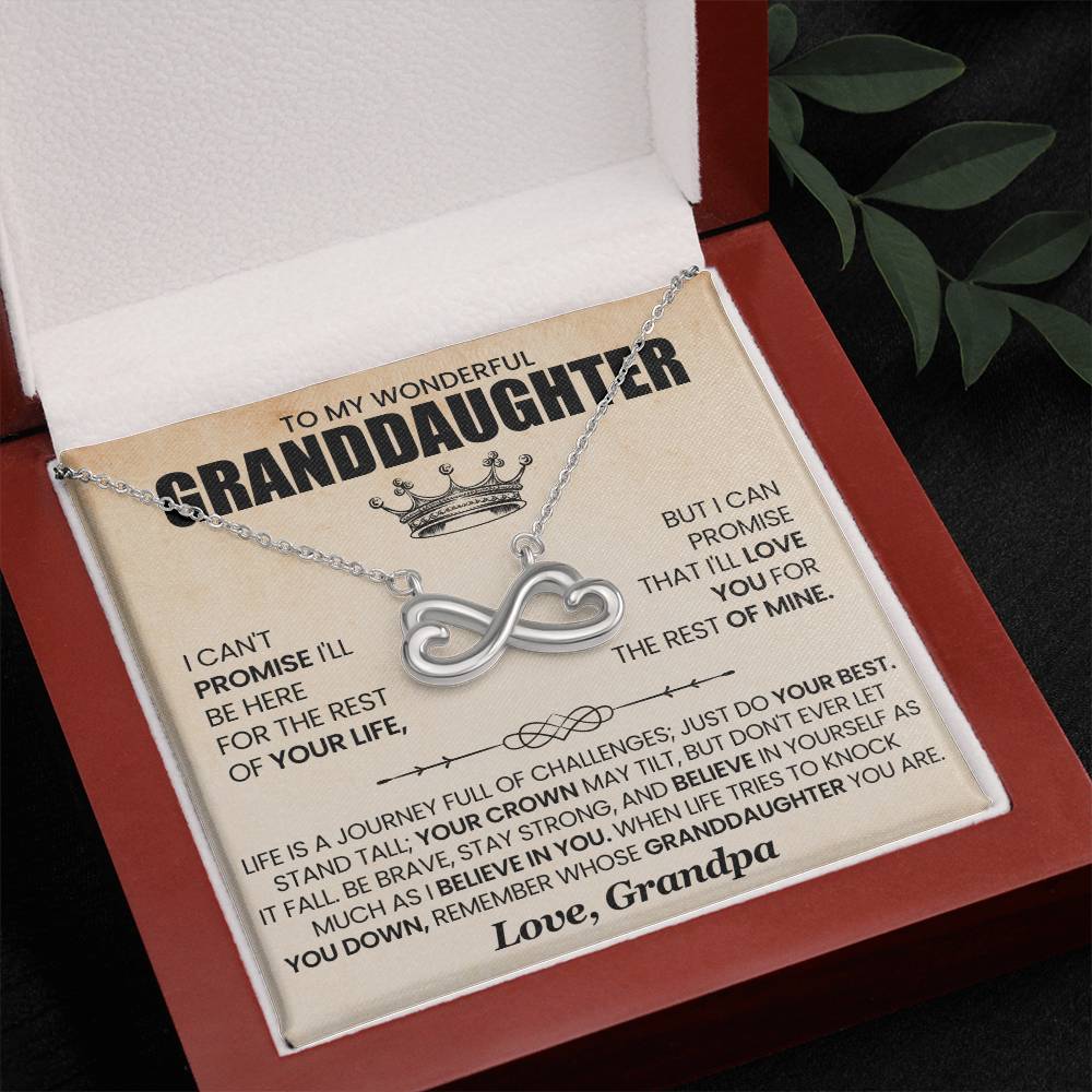Granddaughter Necklace from Grandpa, Endless Love Pendant Gift for Birthday, Christmas, Graduation