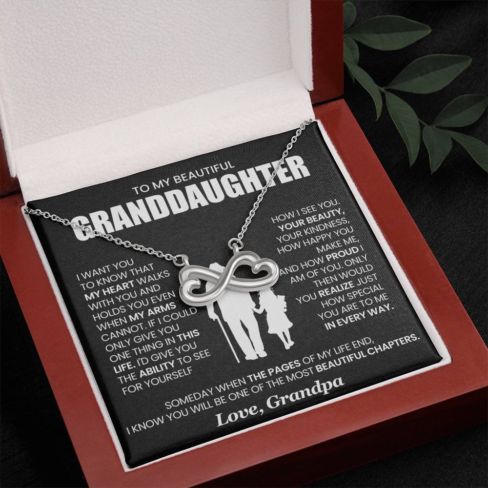 Granddaughter Necklace from Grandpa, Endless Love Pendant Gift for Birthday, Christmas, Graduation