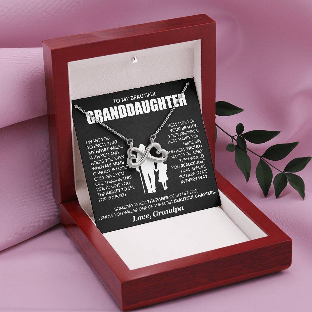 Granddaughter Necklace from Grandpa, Endless Love Pendant Gift for Birthday, Christmas, Graduation