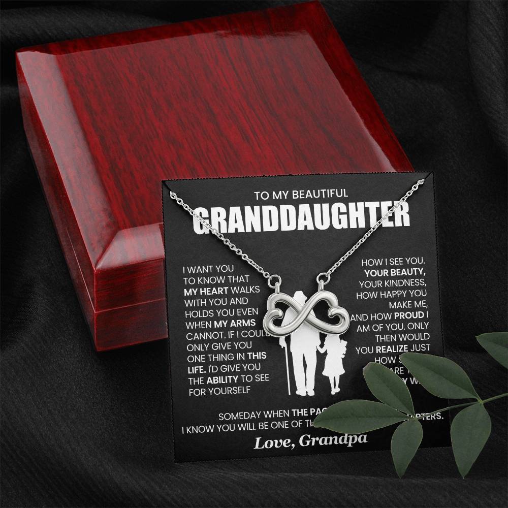 Granddaughter Necklace from Grandpa, Endless Love Pendant Gift for Birthday, Christmas, Graduation