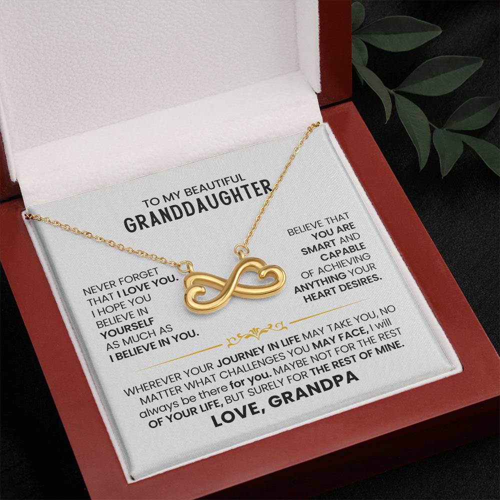 Granddaughter Necklace from Grandpa, Endless Love Pendant Gift for Birthday, Christmas, Graduation