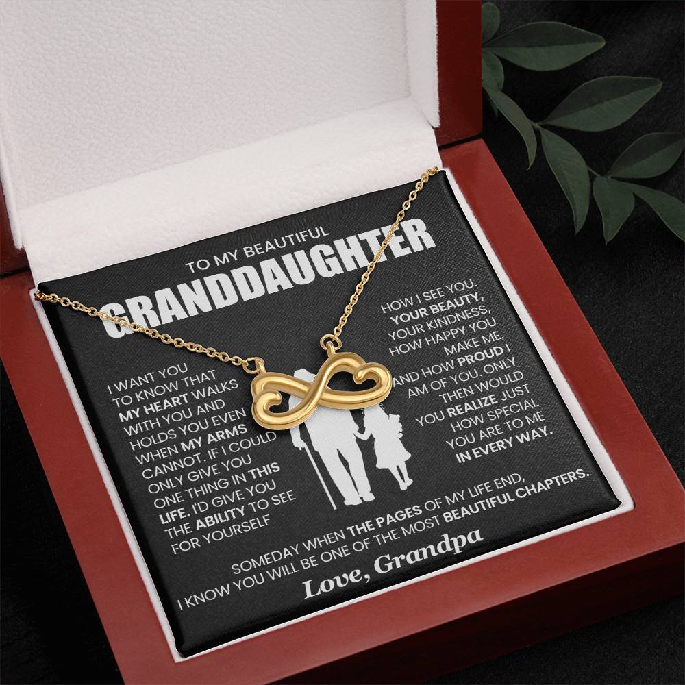 Granddaughter Necklace from Grandpa, Endless Love Pendant Gift for Birthday, Christmas, Graduation