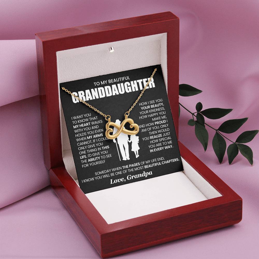 Granddaughter Necklace from Grandpa, Endless Love Pendant Gift for Birthday, Christmas, Graduation