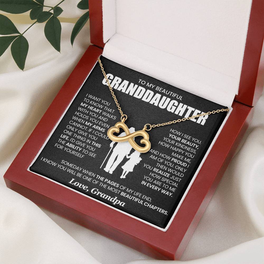 Granddaughter Necklace from Grandpa, Endless Love Pendant Gift for Birthday, Christmas, Graduation