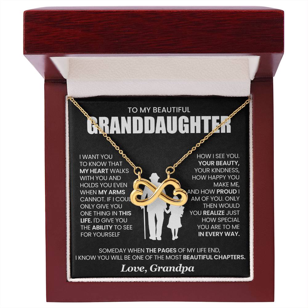 Granddaughter Necklace from Grandpa, Endless Love Pendant Gift for Birthday, Christmas, Graduation