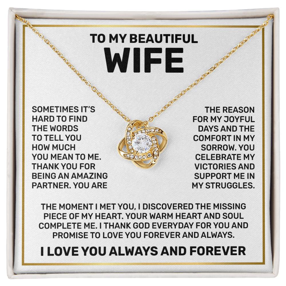 To my Wife Necklace Gift from Husband, 14K White Gold and 18K  Yellow Gold, Perfect gift for Valentines day, Anniversary, Birthday