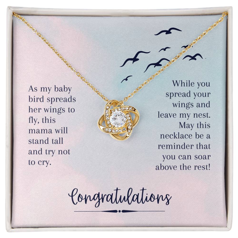 Daughter Gift from Mom, Love Knot Necklace in 14K White Gold and 18K Yellow Gold, Perfect for Graduation, Birthday