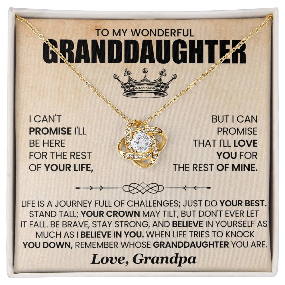 Granddaughter Necklace from Grandpa, Love Knot Pendant Gift for Birthday, Christmas, Graduation, Confirmation