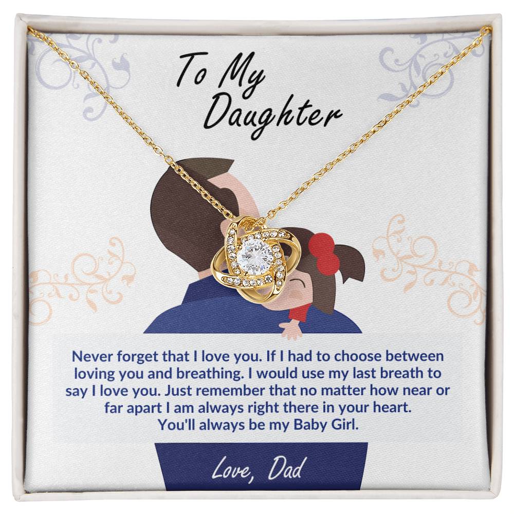 Daughter Necklace from Dad, Love Knot Pendant Gift for Birthday, Graduation, Christmas