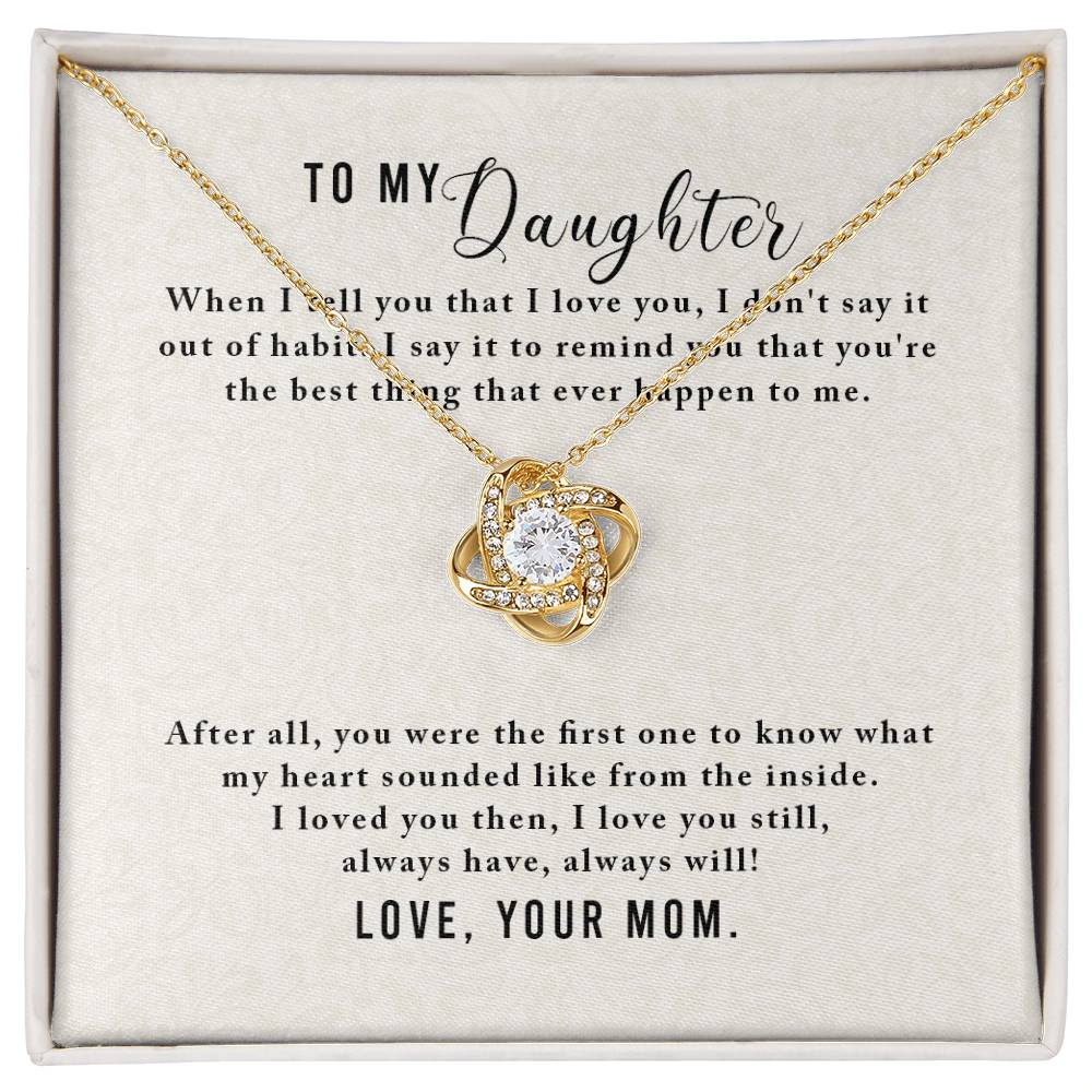 Daughter Gift from Mom, Love Knot Necklace in 14K White Gold and 18K Yellow Gold, Perfect for Birthday &  Christmas