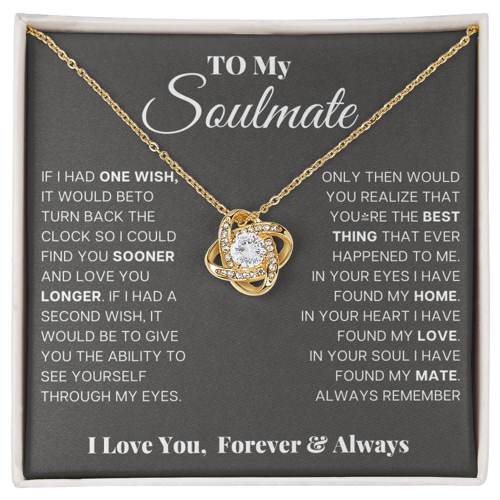 Wife Soulmate Necklace from Husband, Love Knot Pendant Gift for Anniversary, Valentines day, Birthday