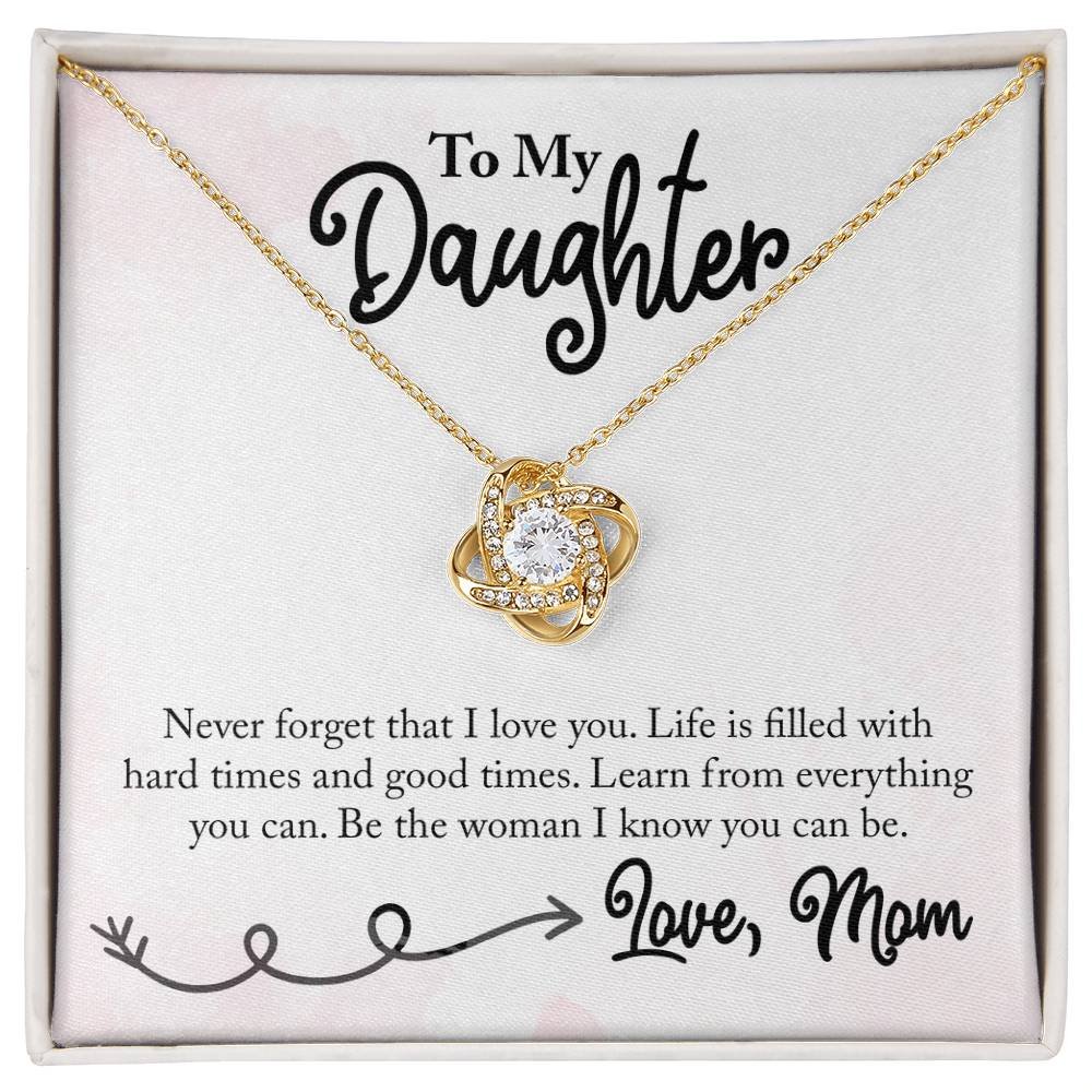 Daughter Gift from Mom, Love Knot Necklace in 14K White Gold and 18K Yellow Gold, Perfect for Birthday &  Christmas