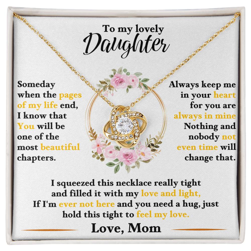 Daughter Necklace from Mom, Love Knot Pendant Gift for Birthday, Graduation, Christmas