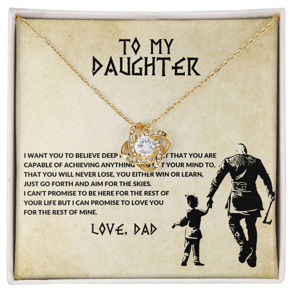 Daughter Necklace from Dad, Love Knot Pendant Gift for Birthday, Graduation, Christmas