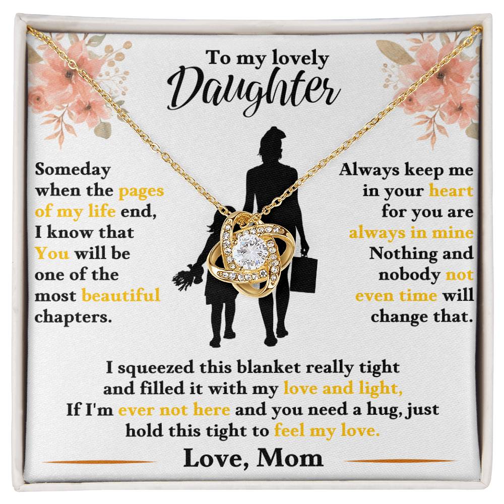 Daughter Necklace from Mom, Love Knot Pendant Gift for Birthday, Graduation, Christmas