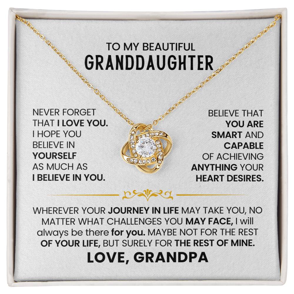 Granddaughter Necklace from Grandpa, Love Knot Pendant Gift for Birthday, Christmas, Graduation, Confirmation
