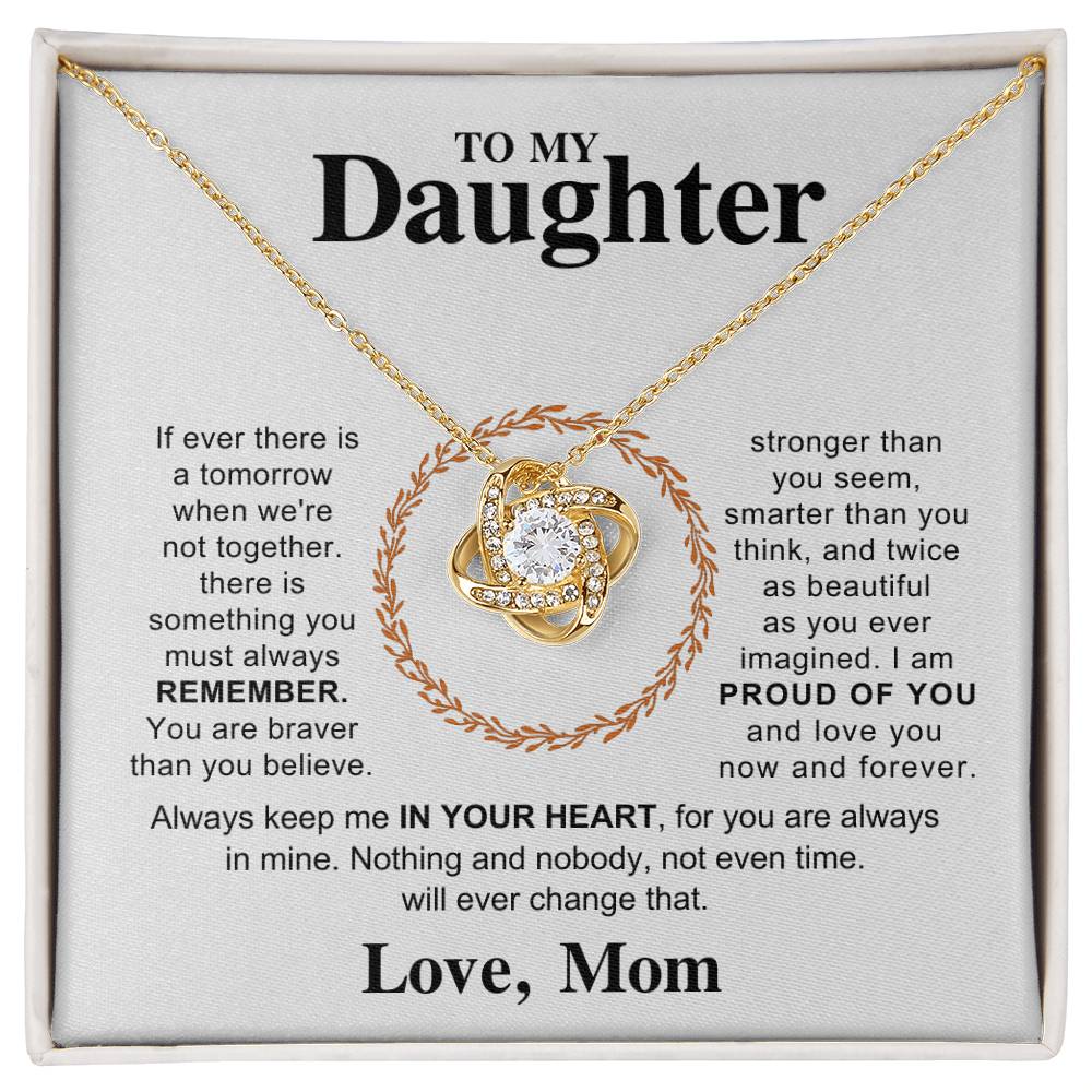 Daughter Gift from Mom, Love Knot Pendant Gift for Birthday, Graduation, Christmas