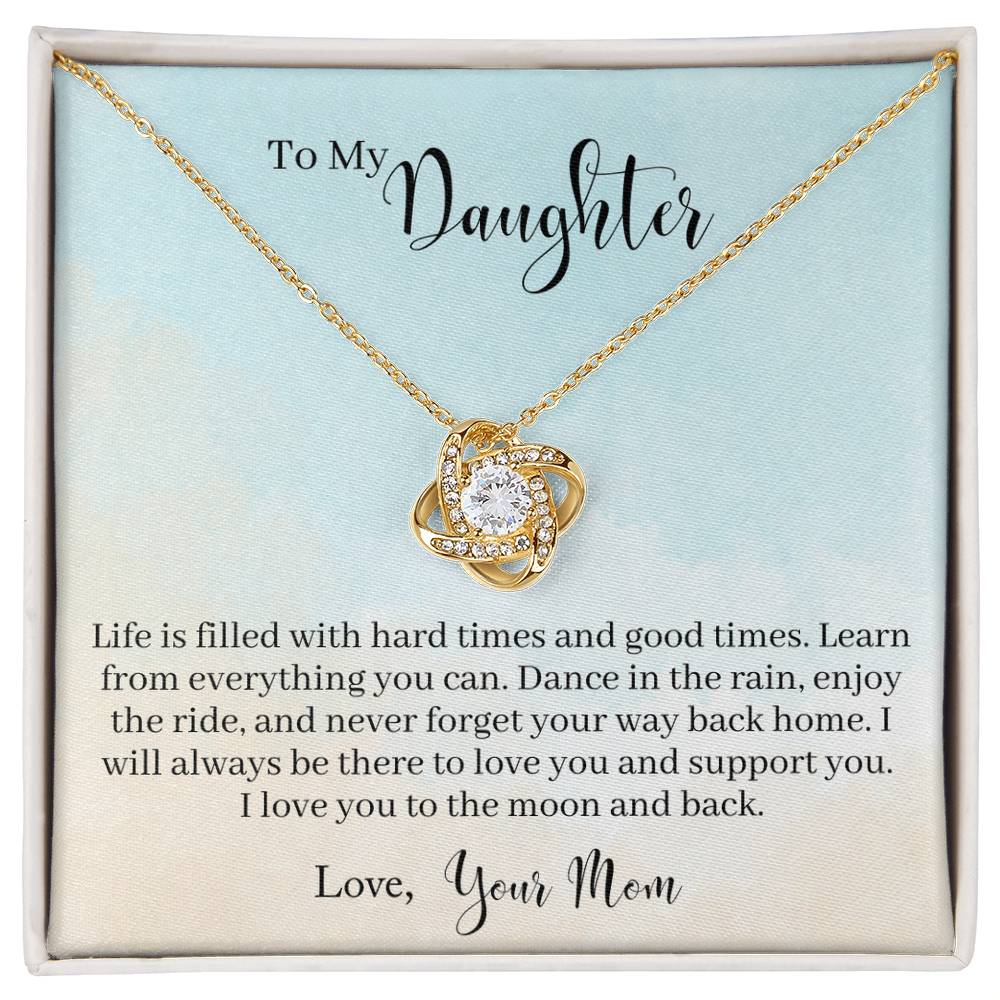 Daughter Gift from Mom, Love Knot Necklace in 14K White Gold and 18K Yellow Gold, Perfect for Birthday &  Christmas