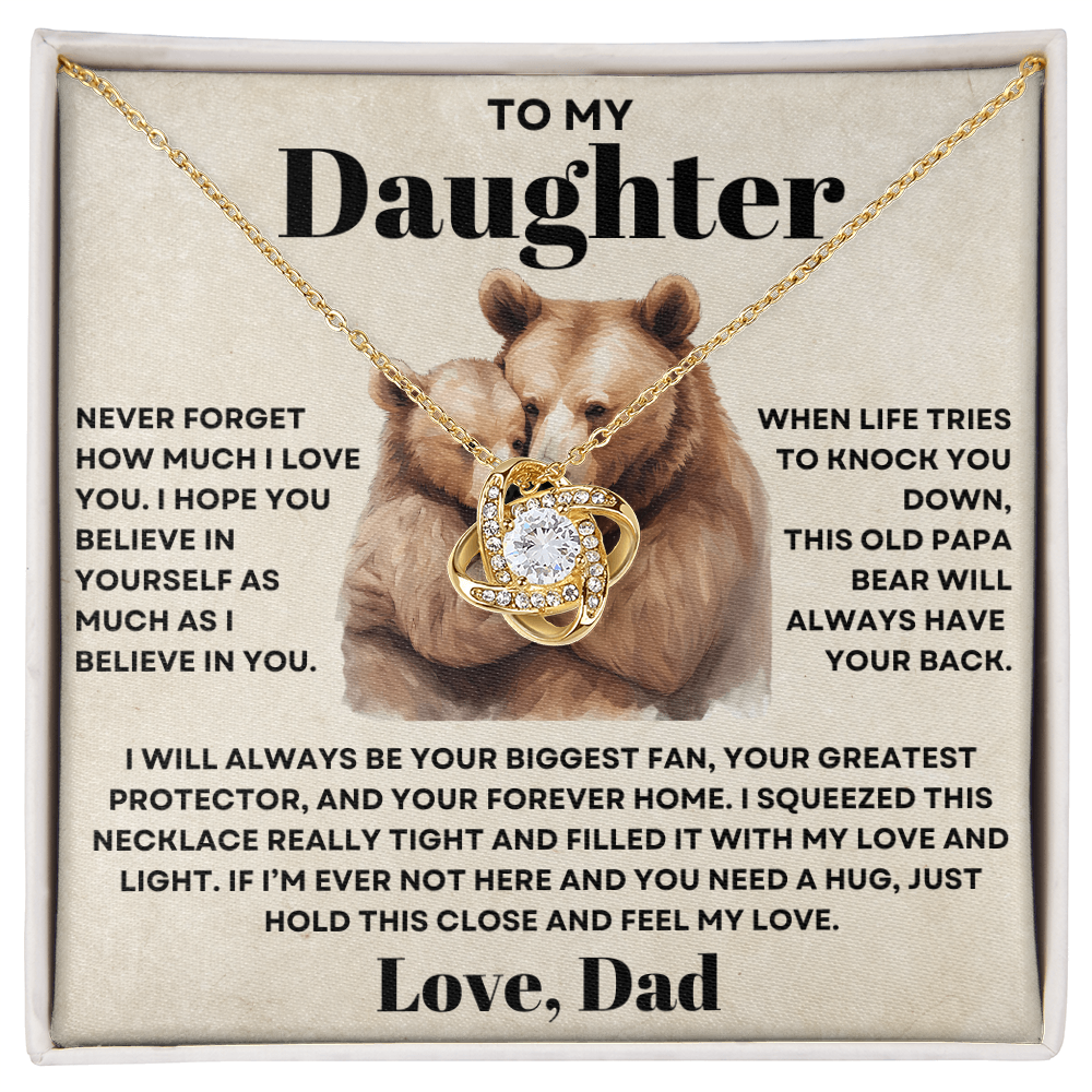 To my Daughter Love Knot Necklace - Old Papa Bear