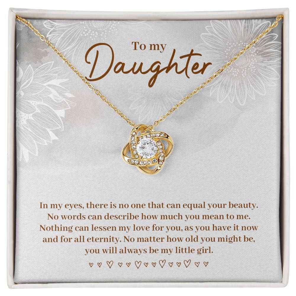 Daughter Gift from Mom and Dad, Love Knot Necklace in 14K White Gold and 18K Yellow Gold, Perfect for Birthday &  Christmas