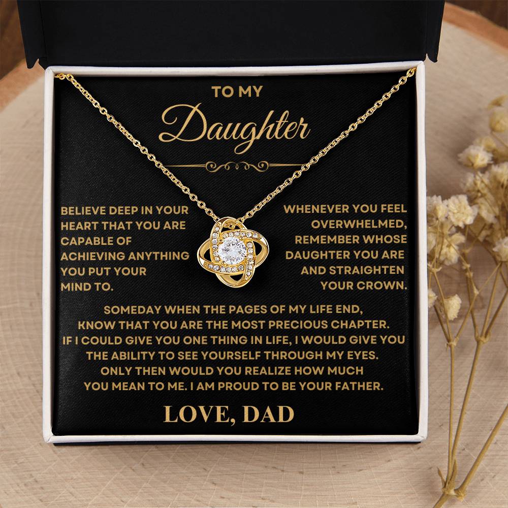 To my Daughter from Dad, Love Knot Necklace