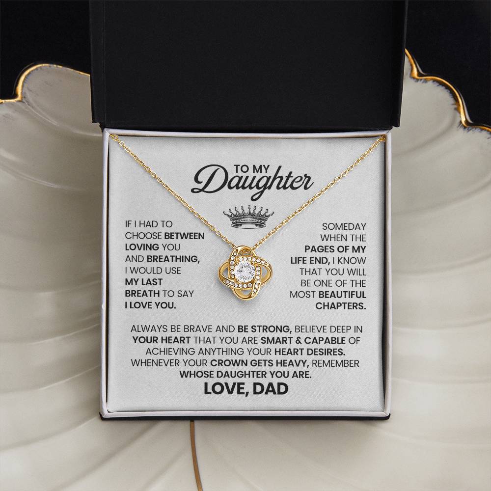 Daughter Gift from Dad, Love Knot Pendant Gift for Birthday, Graduation, Christmas