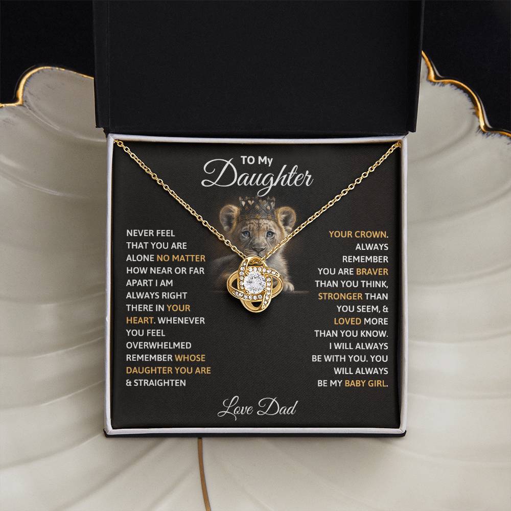 Daughter Necklace from Dad, Love Knot Pendant Gift for Birthday, Graduation, Christmas