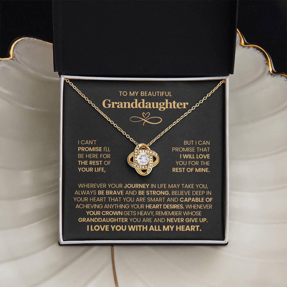 Granddaughter Necklace from Grandparents, Love Knot Pendant Gift for Birthday, Christmas, Graduation, Confirmation