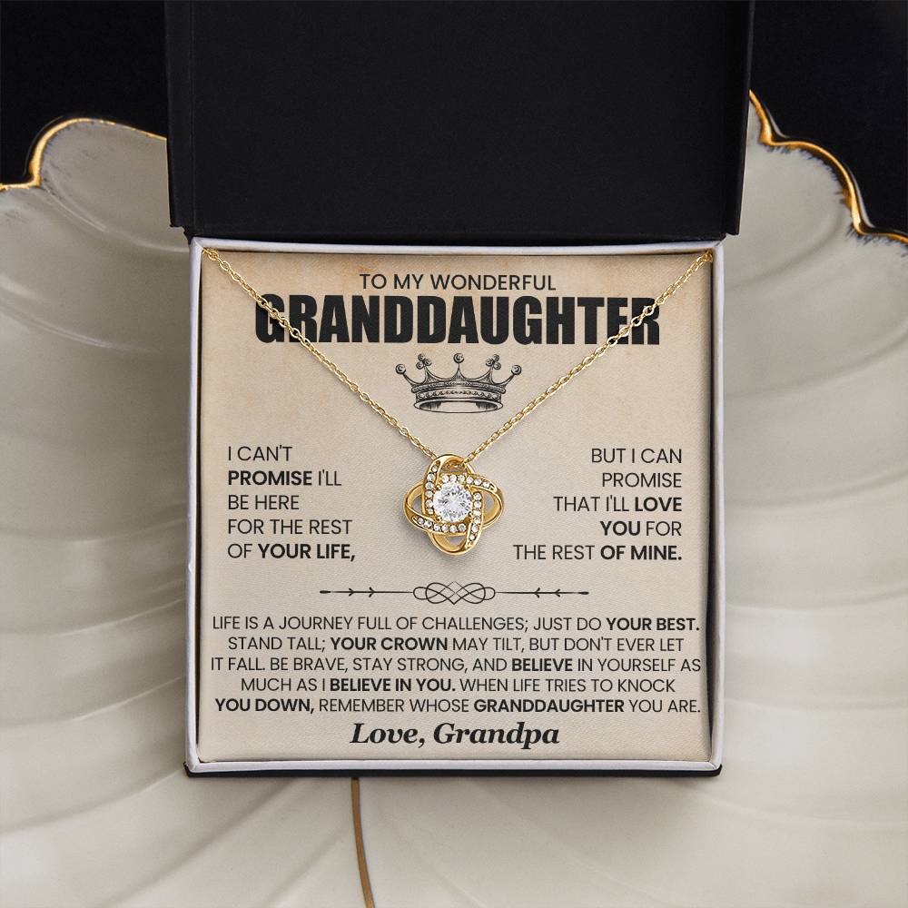 Granddaughter Necklace from Grandpa, Love Knot Pendant Gift for Birthday, Christmas, Graduation, Confirmation