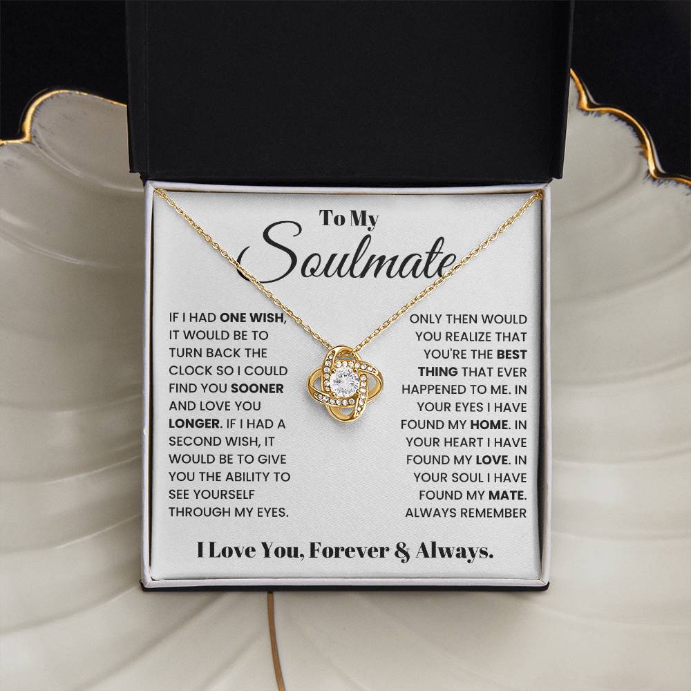 Wife Soulmate Necklace from Husband, Love Knot Pendant Gift for Anniversary, Valentines day, Birthday