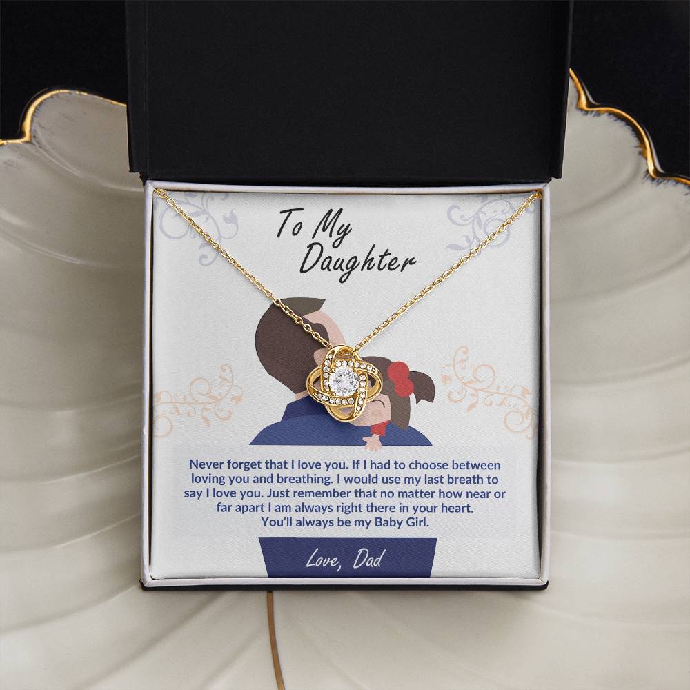 Daughter Necklace from Dad, Love Knot Pendant Gift for Birthday, Graduation, Christmas