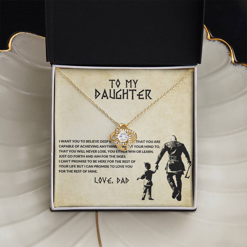 Daughter Necklace from Dad, Love Knot Pendant Gift for Birthday, Graduation, Christmas