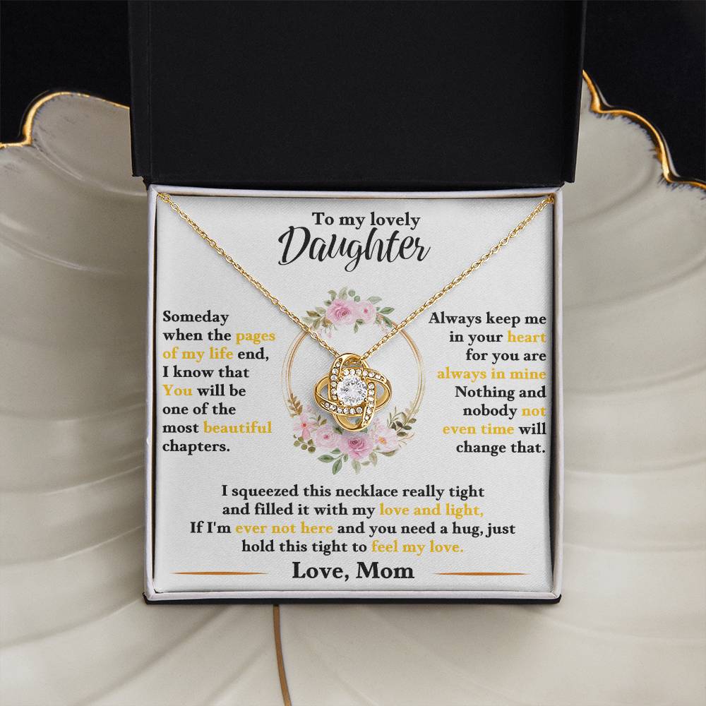 Daughter Necklace from Mom, Love Knot Pendant Gift for Birthday, Graduation, Christmas