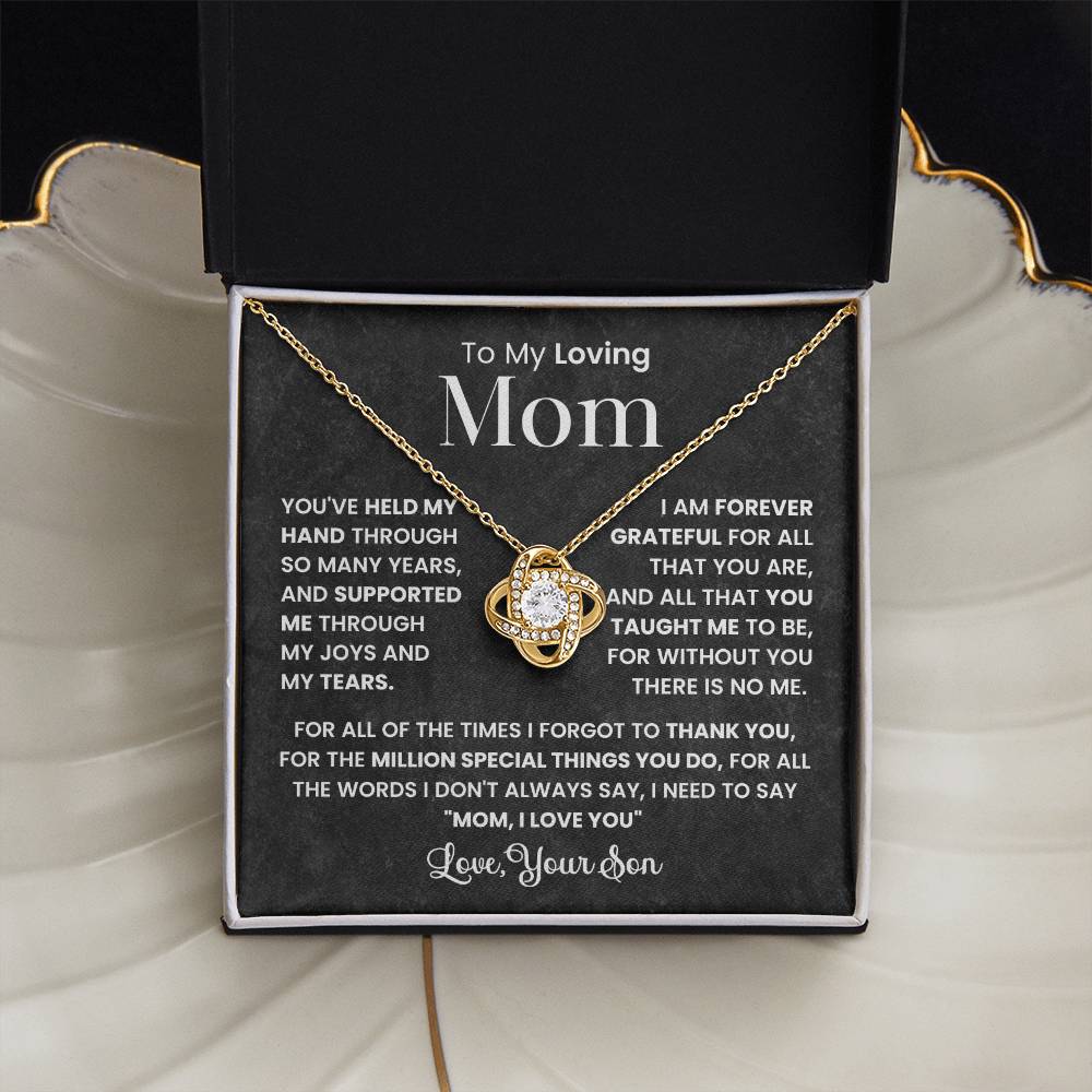 Mom Necklace from son, Love Knot Pendant gift for birthday, Mothers day, Christmas