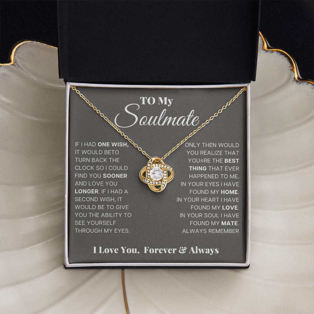 Wife Soulmate Necklace from Husband, Love Knot Pendant Gift for Anniversary, Valentines day, Birthday