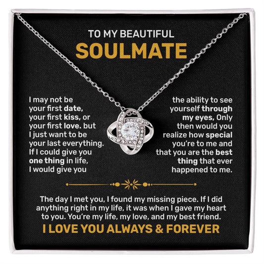 To my Soulmate Wife Necklace Gift from Husband, 14K White Gold and 18K  Yellow Gold, Perfect gift for Valentines day, Anniversary, Birthday