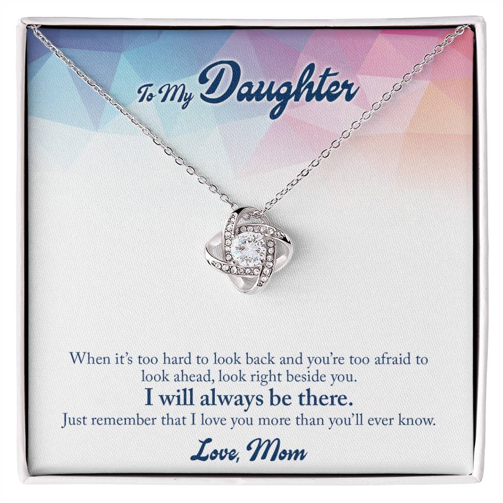 Daughter Gift from Mom, Love Knot Necklace in 14K White Gold and 18K Yellow Gold, Perfect for Birthday &  Christmas