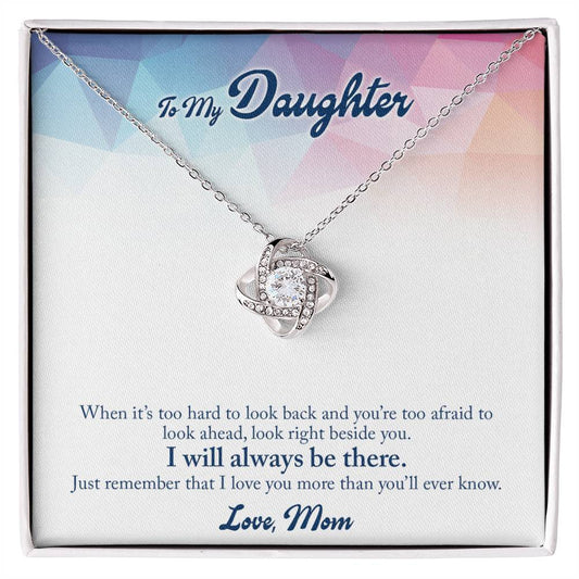 Daughter Gift from Mom, Love Knot Necklace in 14K White Gold and 18K Yellow Gold, Perfect for Birthday &  Christmas