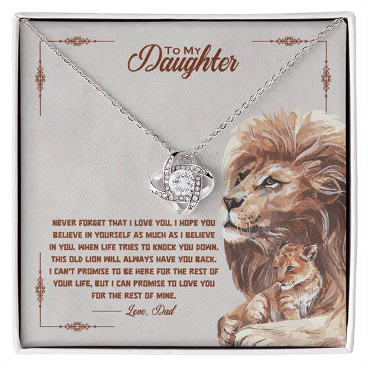 Daughter Necklace from Dad, Love Knot Pendant Gift for Birthday, Graduation, Christmas