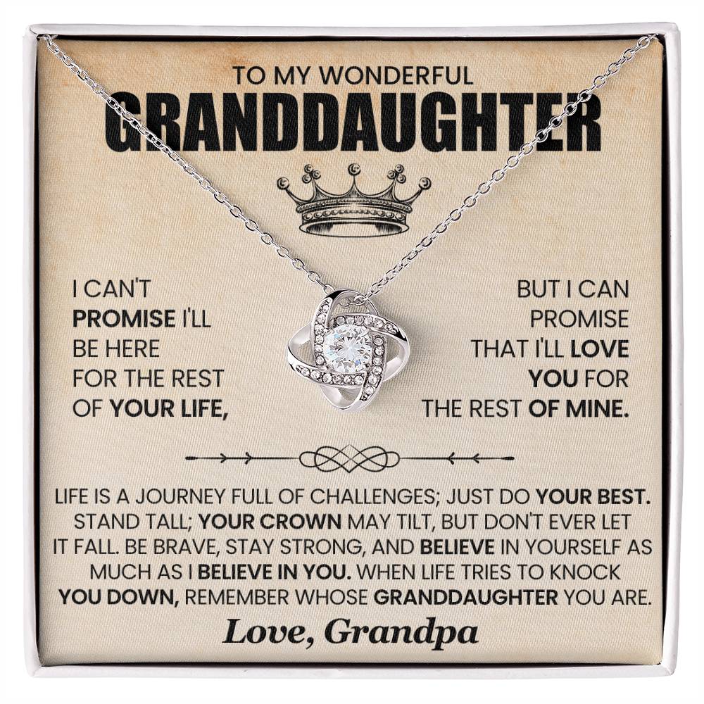 Granddaughter Necklace from Grandpa, Love Knot Pendant Gift for Birthday, Christmas, Graduation, Confirmation