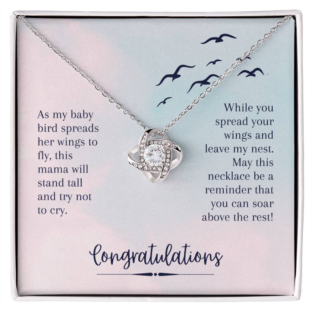 Daughter Gift from Mom, Love Knot Necklace in 14K White Gold and 18K Yellow Gold, Perfect for Graduation, Birthday