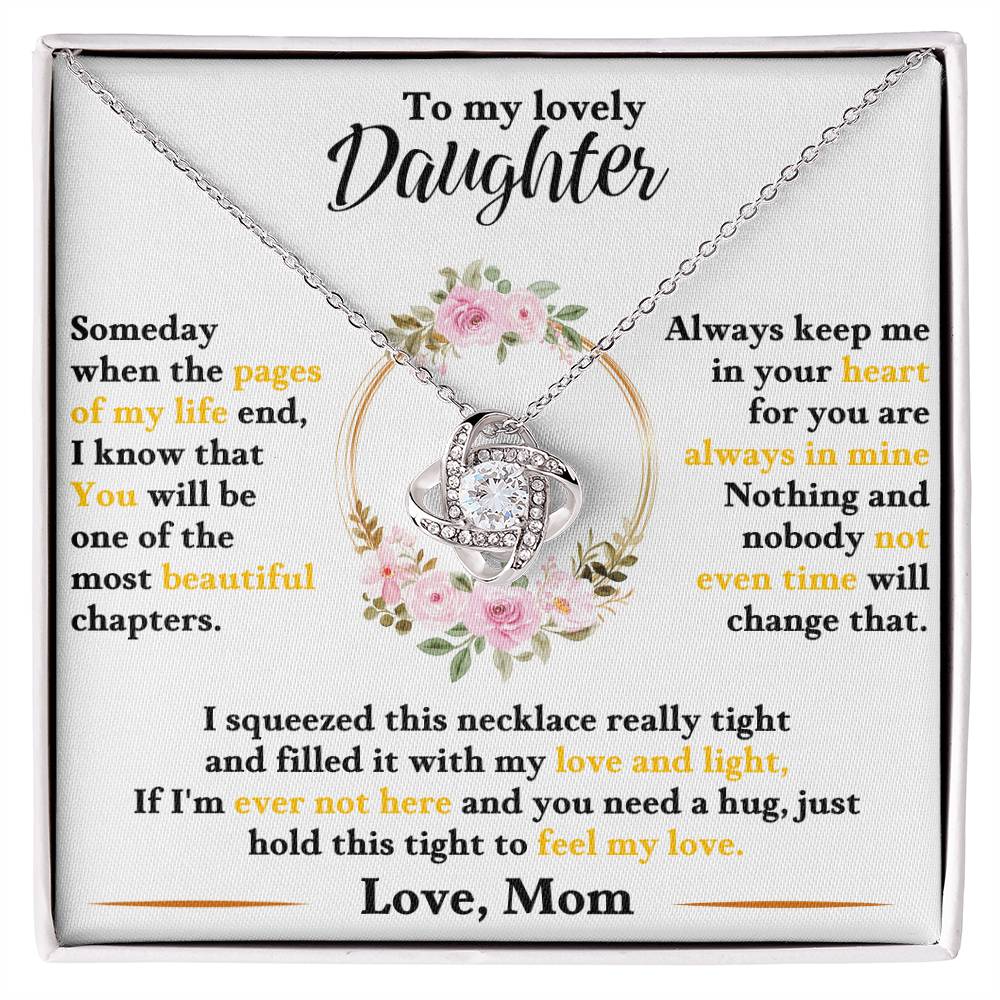 Daughter Necklace from Mom, Love Knot Pendant Gift for Birthday, Graduation, Christmas